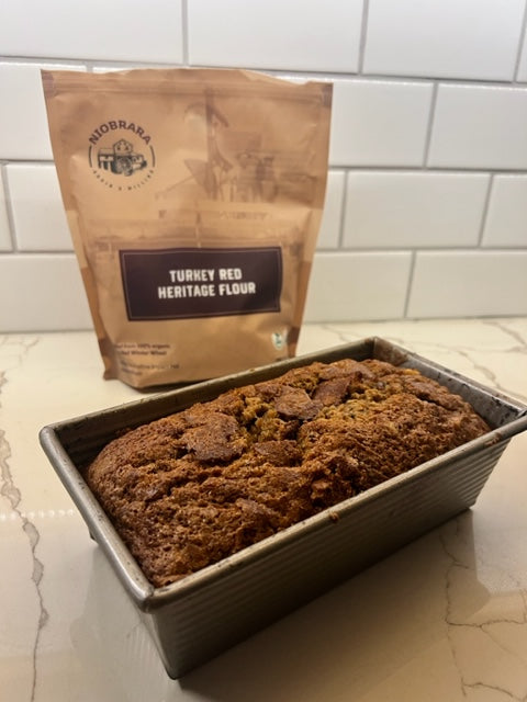 zucinni bread made with Turkey Red Heritage Flour from Niobrara Grain and Milling
